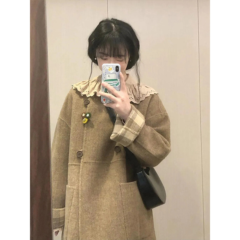 韩系复古高级感气质毛呢外套女秋冬新款小个子宽松中长款呢子大衣,女装/女士精品,毛呢外套,淘宝优惠券,粉丝福利购,淘宝优惠卷