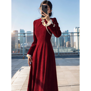 【魅力磁场】2025春秋新款新中式高级感连衣裙国风收腰气质小黑裙