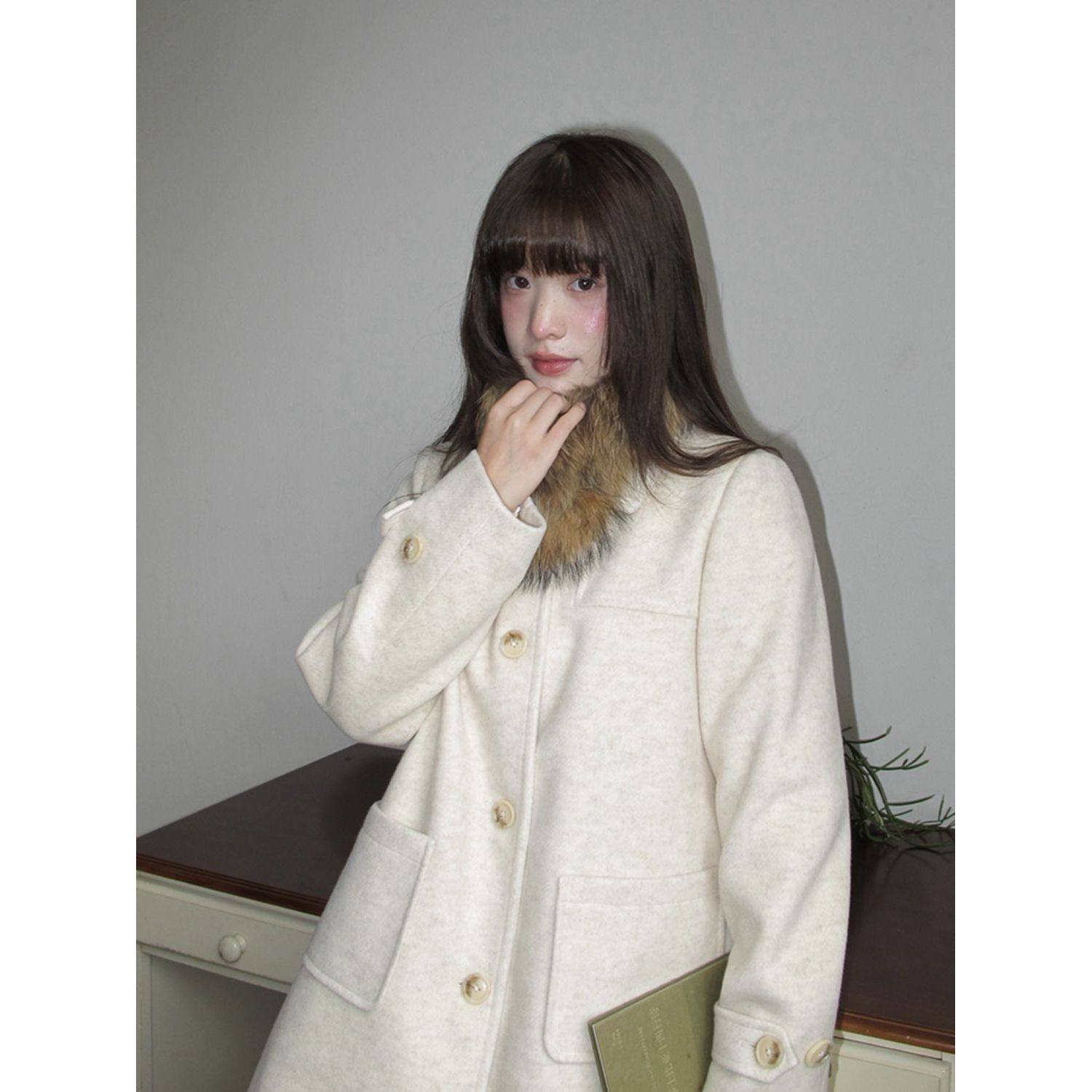 冬晴城暖 高级燕麦米色昭和少女气质毛呢翻领秋冬女复古大衣外套,女装/女士精品,毛呢外套,淘宝优惠券,粉丝福利购,淘宝优惠卷