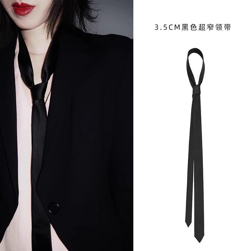 韩版黑色领带男休闲衬衫女时尚潮流手打学院风细窄学生纯色款西装