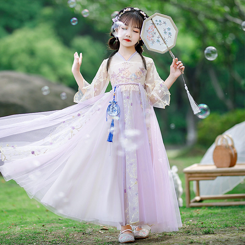 女童中国风汉服春装儿童古装超仙12岁小女孩唐装古风襦裙秋季薄款