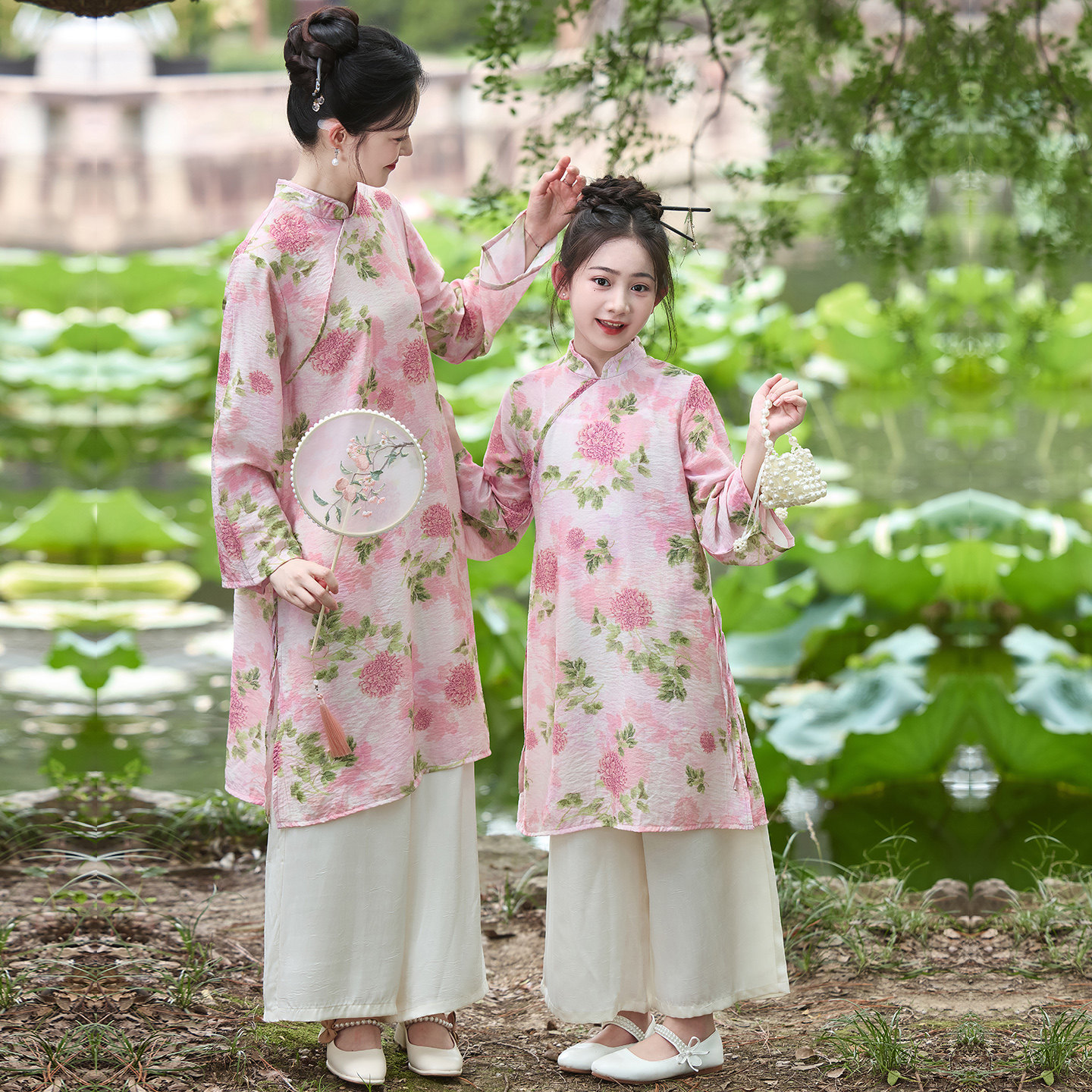 女童旗袍连衣裙春秋季亲子母女装2025新款高端气质新中式国风套装