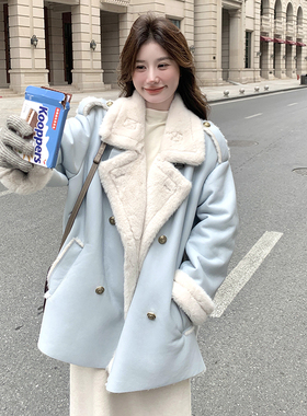 新款首发 蓝色皮毛一体加厚外套 7682-P235-K328