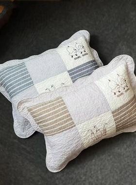 ins全棉枕套一对学生儿童成人家用宿舍枕头套衍缝绣水洗枕套40.60