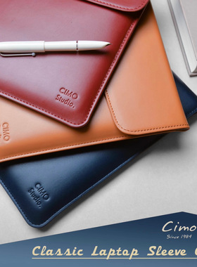 CIMO苹果电脑内胆包MacBookPro14真皮皮套适用新款M3简约内胆Pro15轻薄保护套Mac Air13通勤电脑包商务OL男女