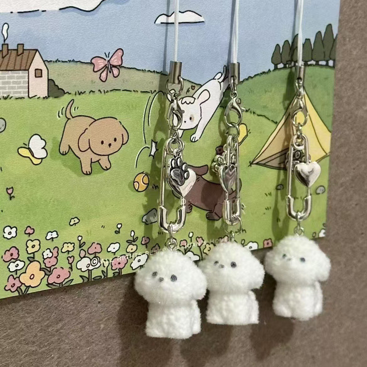 不想洗澡手作韩系可爱软萌植绒小狗狗挂件手机链挂绳钥匙扣挂饰