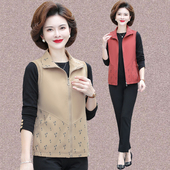 宽松时尚 妈妈春秋装 大码 马甲中老年女装 洋气外穿拉链上衣马夹 薄款