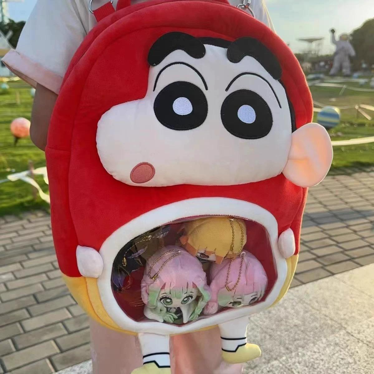 新款小新毛绒抱抱双肩大肚痛包