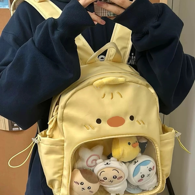 小鸡双肩背包学生上课通勤书包小众可爱黄鸡大痛包娃包可拆设计