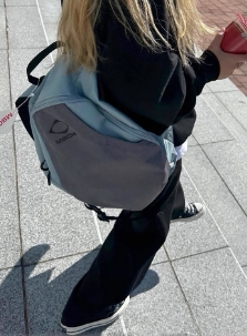 mschf韩国潮牌小众设计菱形撞色拼接休闲百搭双肩包