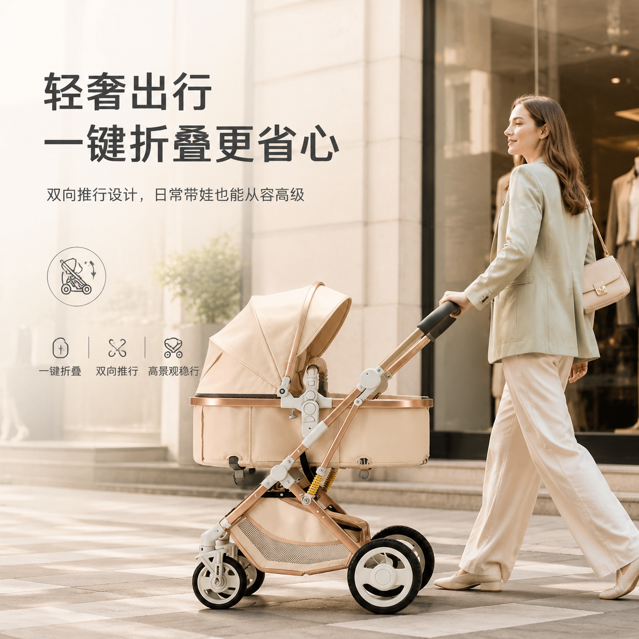 高端婴儿推车可坐可躺可折叠减震多功能双向新生儿宝宝高景观提篮