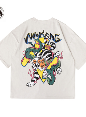 WOOKONG 72变 2025夏季新款悟空大战二郎神灰色短袖男士休闲T恤潮