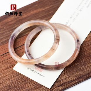 天然紫罗兰色金丝玉圆条手镯 新疆戈壁玉石紫罗兰圆条手镯货