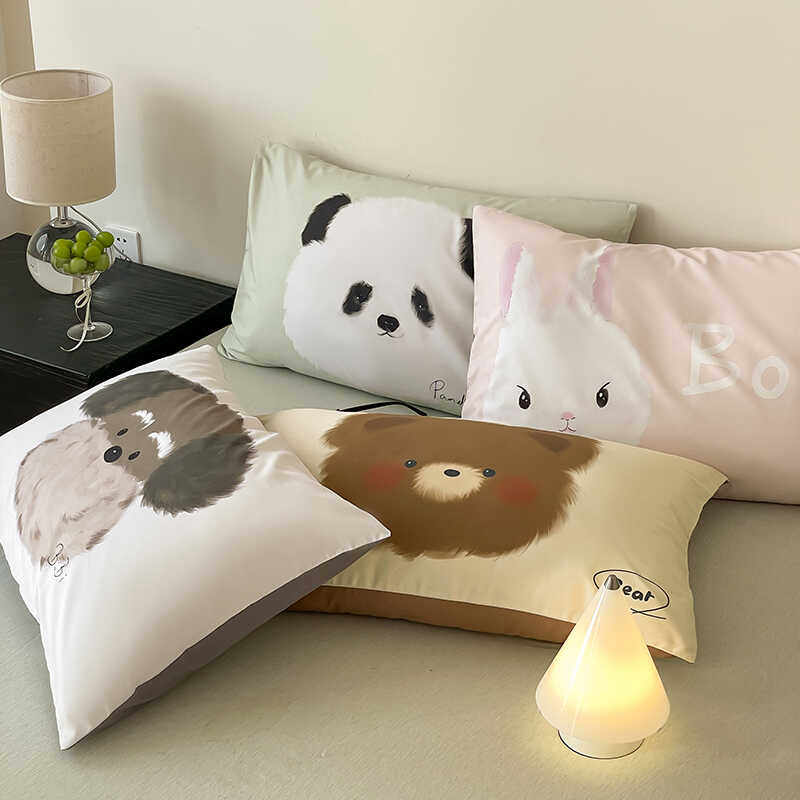 纯棉100支长绒棉轻磨毛成人枕套卡通48*74cm全棉情侣枕头套袋可爱