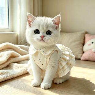宠物猫咪衣服夏季新款波点防掉毛公主风布偶猫金渐层可爱连衣裙子