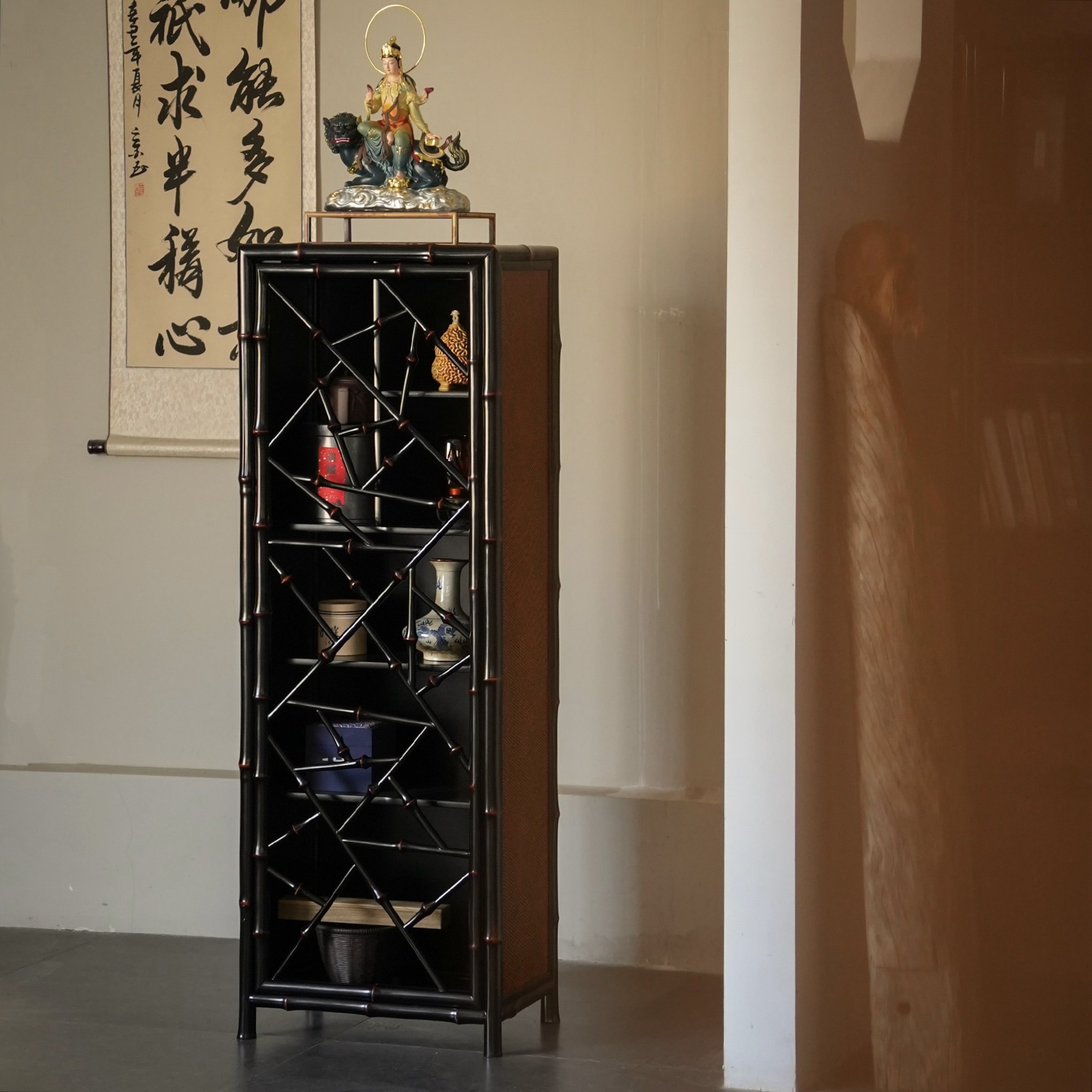 【幽馥】筇竹落地错格斗柜 收纳柜子 窄立柜 茶具书籍柜,住宅家具,餐边柜,淘宝优惠券,粉丝福利购,淘宝优惠卷