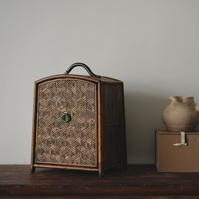 湘妃竹茶箱 手提茶道器具收纳箱茶棚收纳柜茶艺师器局竹箱