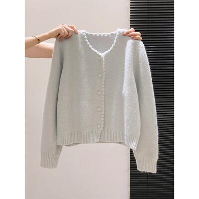 韩系软糯花边针织开衫女