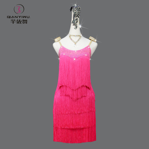 芊依舞专业拉丁舞比赛花服连衣裙
