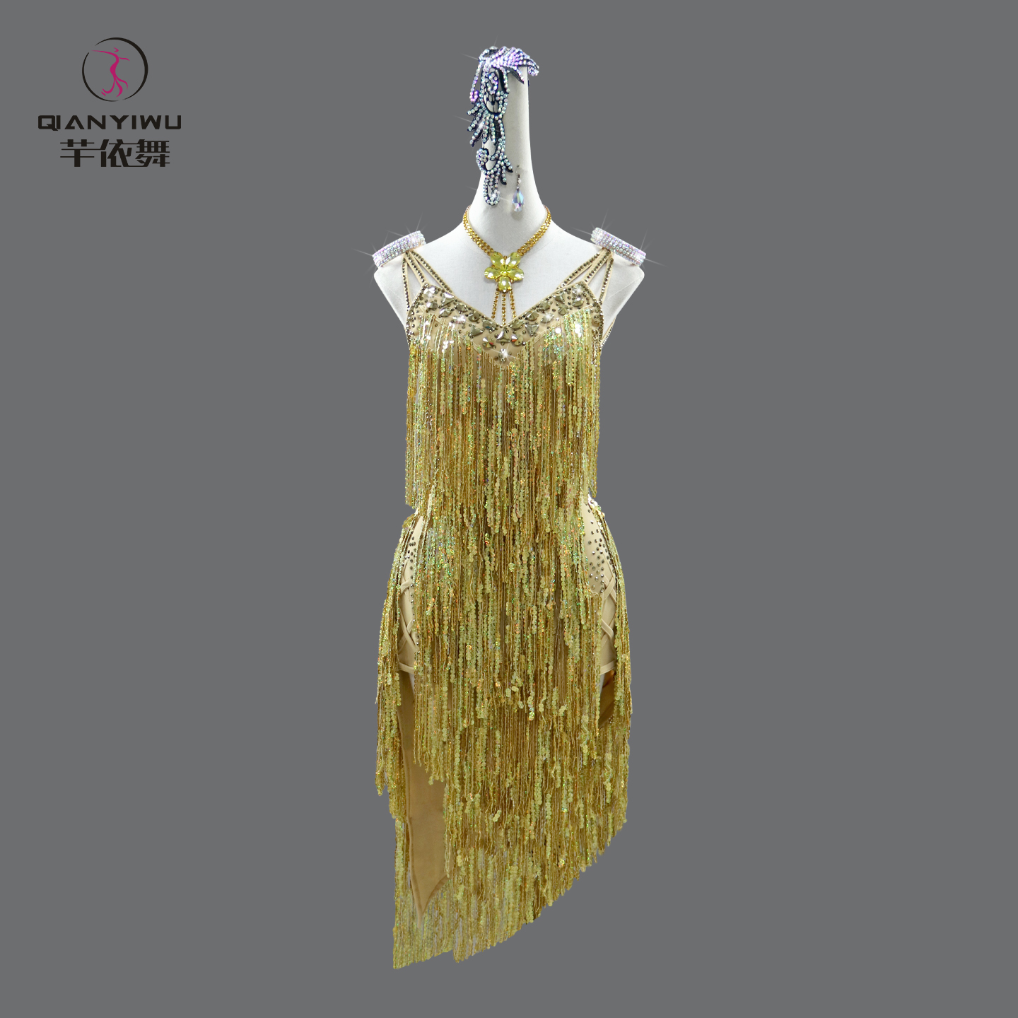 2025新款性感亮片拉丁舞花服装