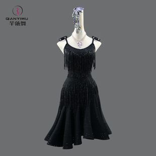 2026新款拉丁舞蹈比赛花服高级舞台黑池艺考演出服14岁以上连衣裙