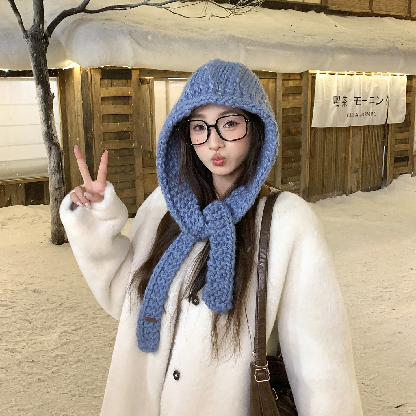 韩版时尚纯色手工针织毛线包头帽女秋冬保暖日系ins巴拉克拉法帽