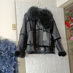 2026新款皮毛一体女年轻款羊羔毛拼接兔毛皮草外套短款显瘦机车款