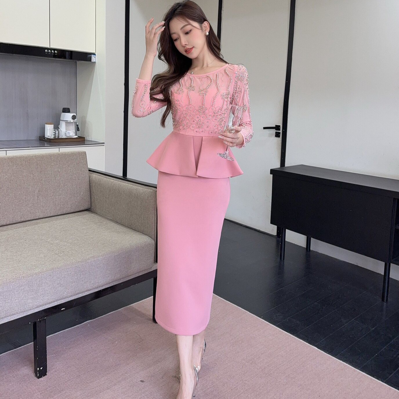 欧美跨境外贸女装2026新款性感礼服高级感裙子名媛低胸深v连衣裙