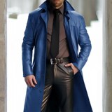 2024跨境新款男式翻领纯色风衣皮革长款PU皮COSPLAY服ZT41-特P75，男装风衣，星座1217