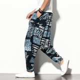 2022风亚麻休闲裤男宽松低裆吊带裤潮大码宽松灯笼裤K12P40，男装休闲裤，星座1217