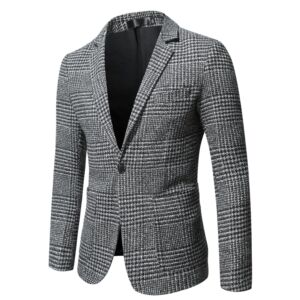 2025春秋新款 男士休闲修身英伦毛呢休闲西服外套小西装男X65P90图片