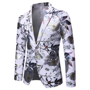 2025春季男士一粒扣西服印花西装礼服商务长袖演出服男装X09特P80图片