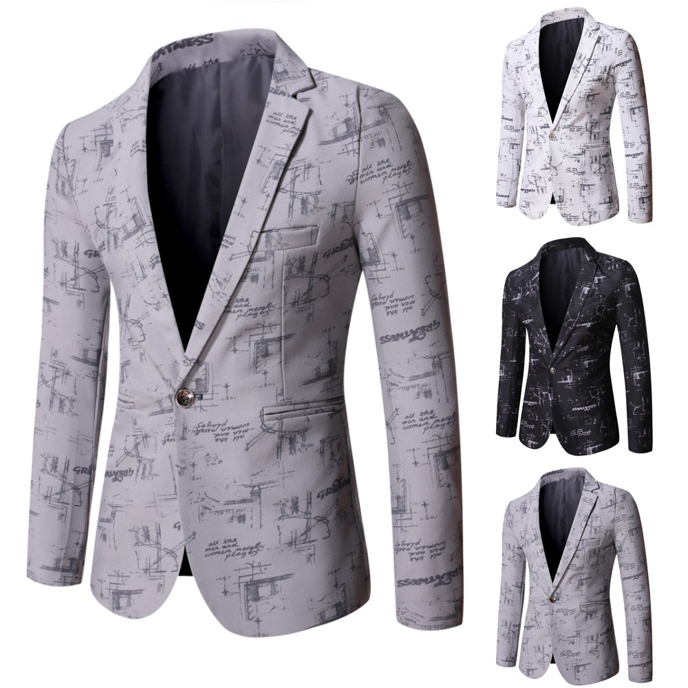 2025秋季外贸新款男式印花西服男翻领修身小西装外套潮X15-P80，男装西服套装，星座1217
