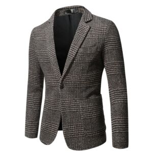 2025春秋新款 男士休闲修身英伦毛呢休闲西服外套小西装男X65P90图片