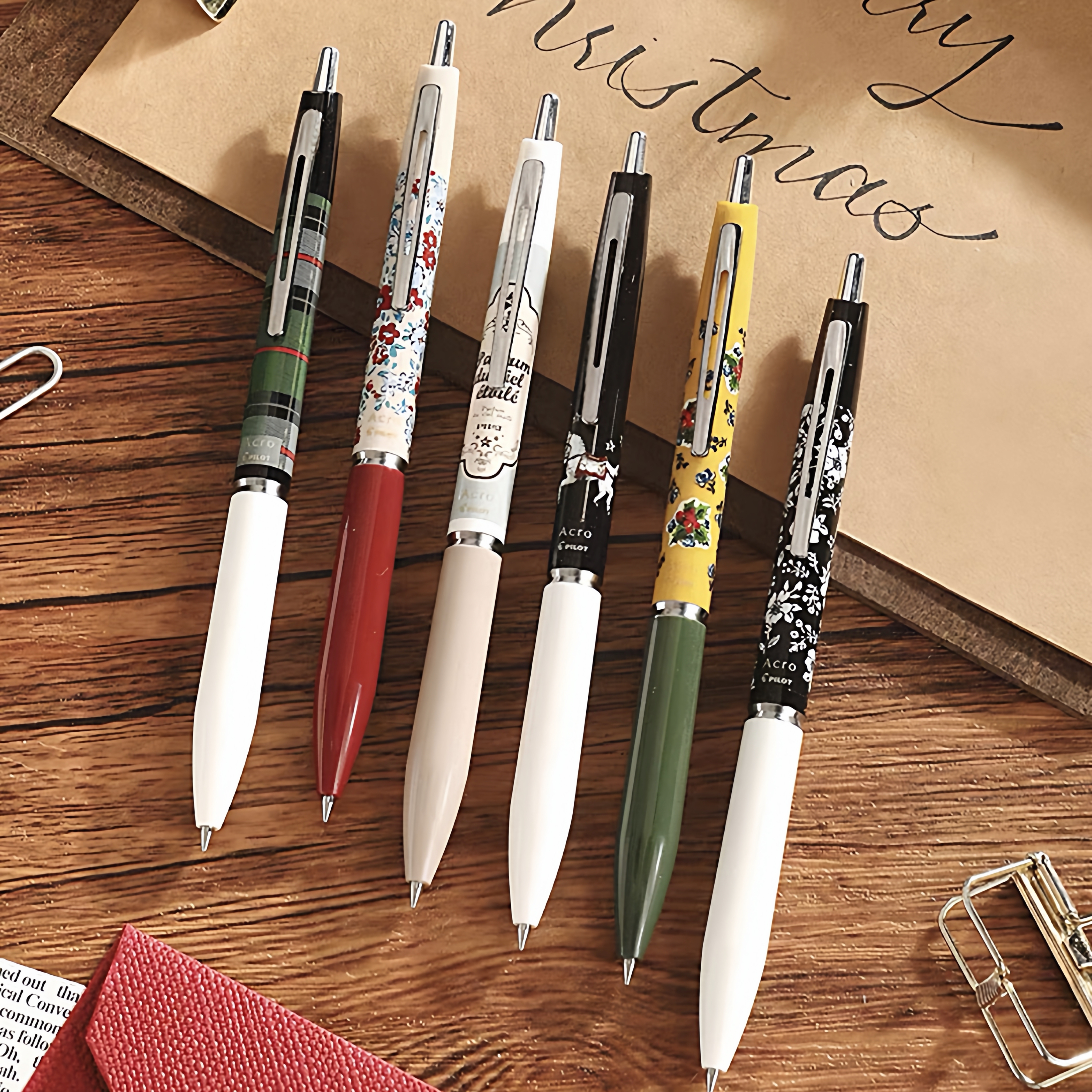 百乐Pilot日本ACRO 2024-2025年圣诞限定花纹款圆珠笔黑笔0.5mm