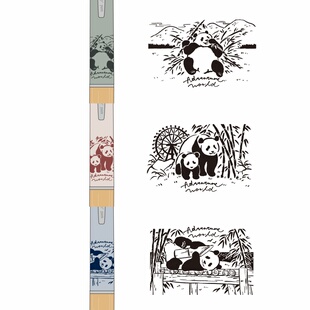 和歌山冒险大世界熊猫限定 jetstream 4+1竹制笔握多功能圆珠笔