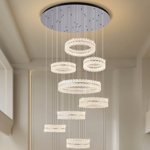 别墅挑空客厅吊灯现代简约挑高吊灯轻奢银河设计师复式楼大吊灯