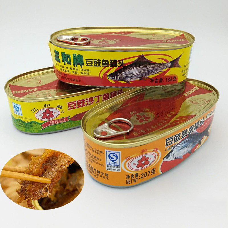 三和牌鱼罐头豆豉鲮鱼豆豉鱼沙丁鱼即食零食送粥配菜鱼肉包邮鱼干