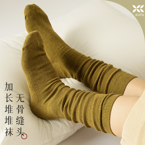 加长堆堆袜纯棉纱线日系复古秋冬