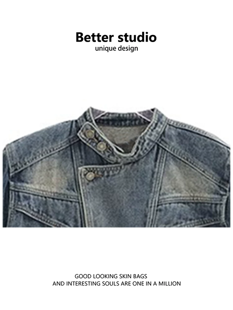 Denim spring design short jacket, American style, for teenagers, loose fit, trend of season