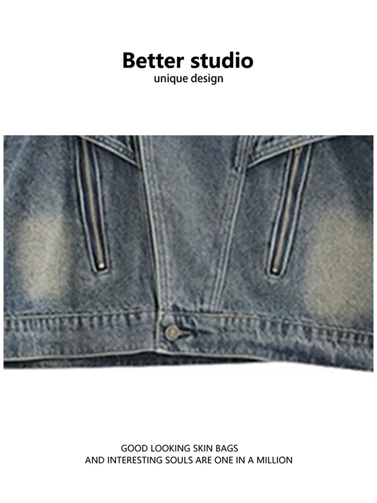 Denim spring design short jacket, American style, for teenagers, loose fit, trend of season