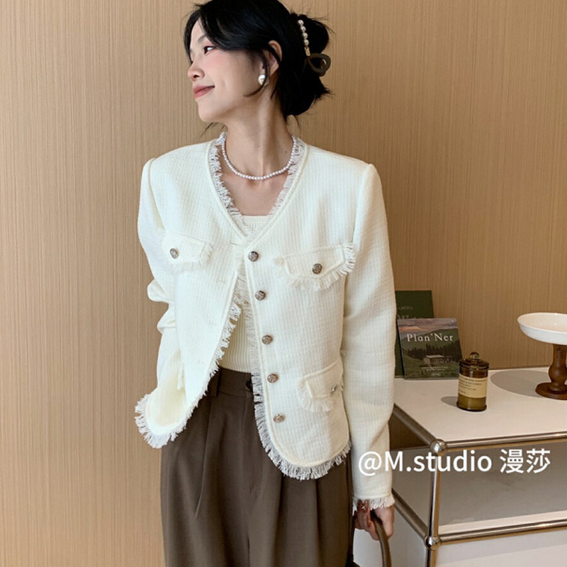 秋季新款气质名媛高级感小香风外套女小个子长袖宽松百搭开衫上衣