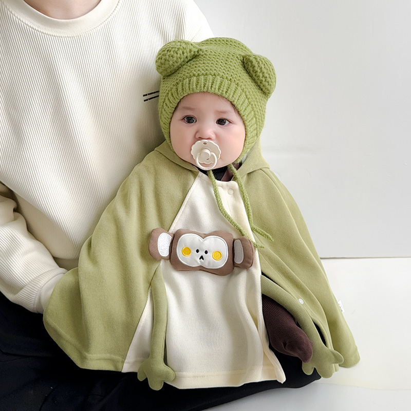 婴儿披风斗篷春秋款外出服宝宝衣服卡通出门男童披肩连帽外套春季