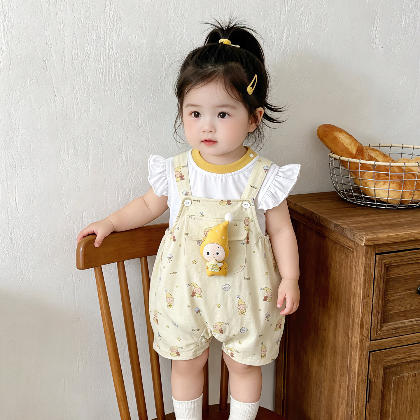 婴儿套装2026新款夏季超萌短袖连体背带裤女宝宝衣服可爱上衣夏天
