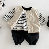 背心马夹套装 婴儿马甲春秋季 工装 薄款 外穿 宝宝衣服上衣新生儿春装