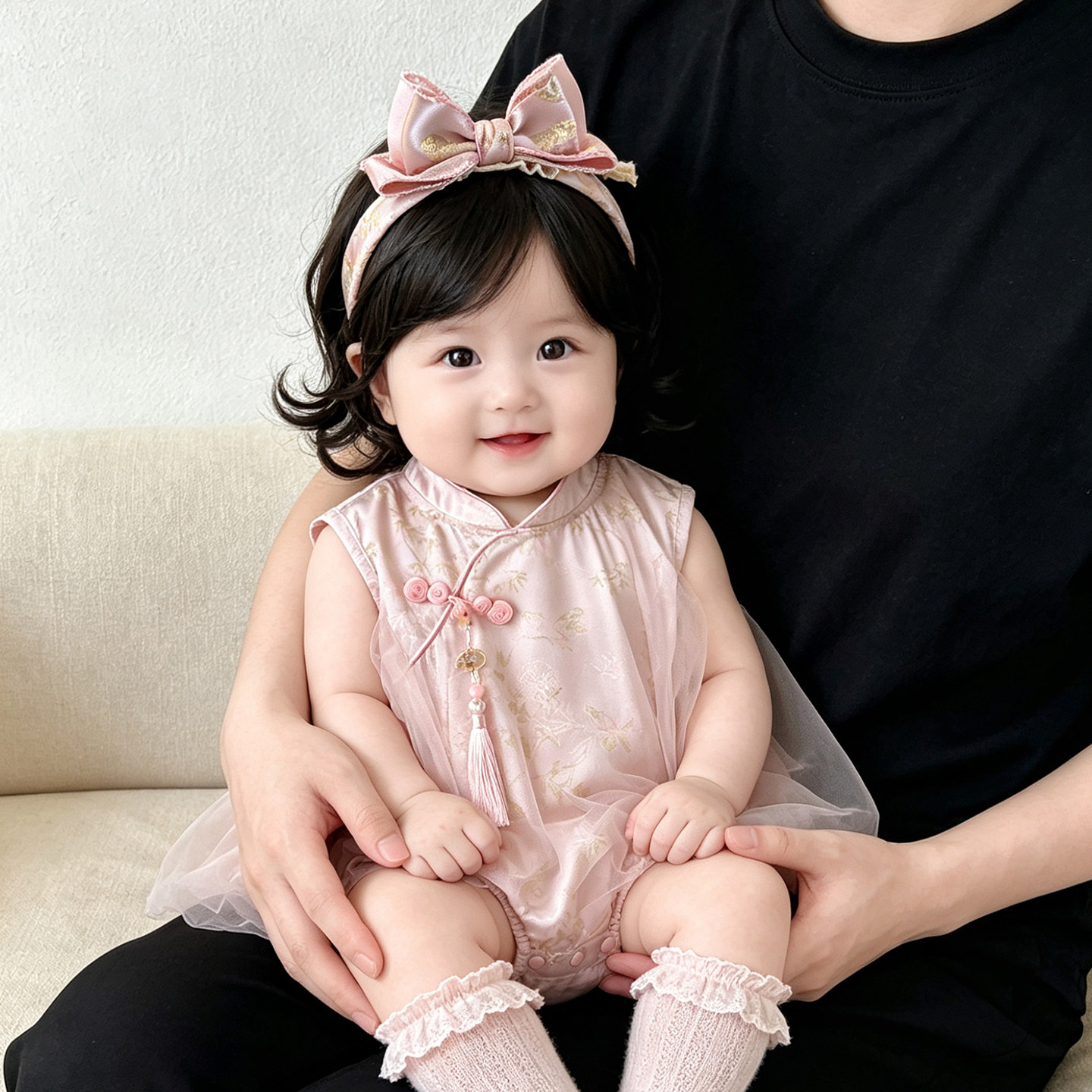 婴儿连体衣夏季超萌薄款国风旗袍宝宝新中式包屁衣女宝哈衣周岁服