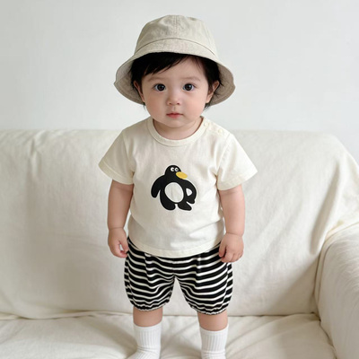 夏款男宝宝卡通针织洋气套装