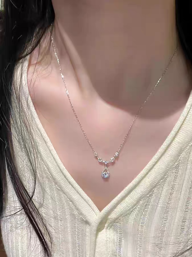 「人鱼之泪」s999纯银项链女轻奢小众高级感锁骨链送闺蜜生日礼物