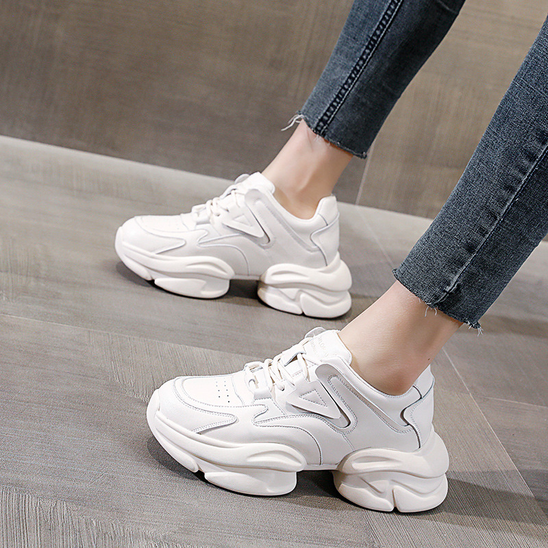 现货厚底老爹鞋女潮ins2023春季新款松糕鞋女增高运动小白鞋女