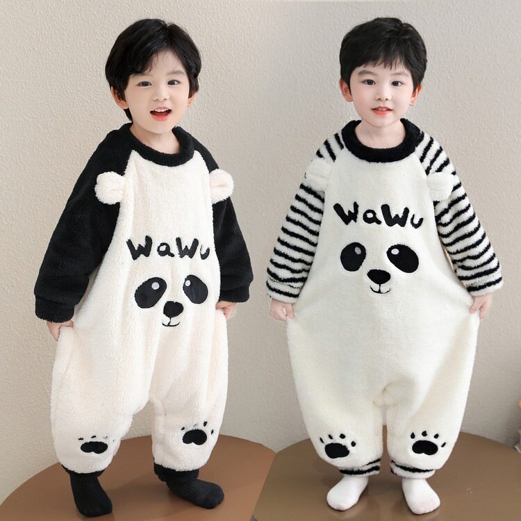 儿童连体睡衣珊瑚绒家居爬服外穿